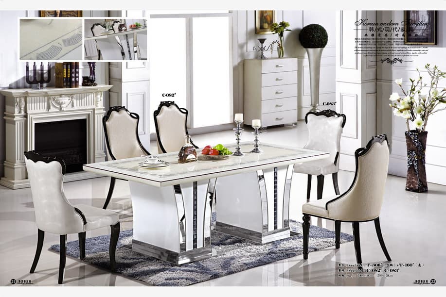 rectangle 4 seater marble dining table